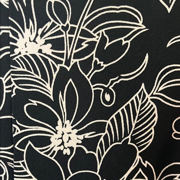 VTG B. Smart Dress Black & White Floral Wrap Bodice Empire Waist Sz 3/4 - Picture 7 of 11